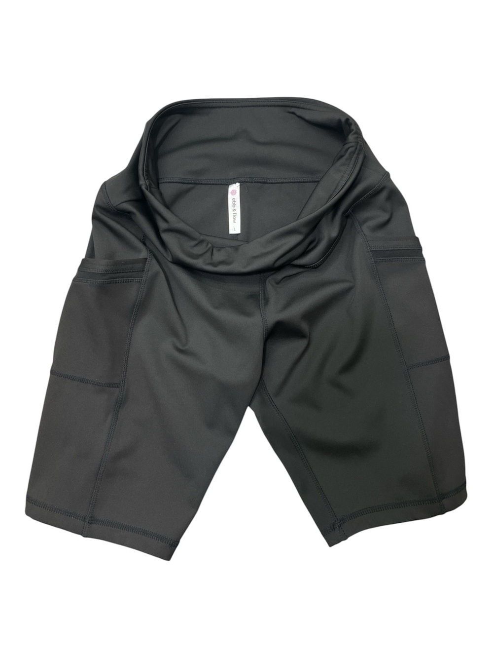 ebb & flow High-Waisted Athletic Shorts with Pockets -Black- L
